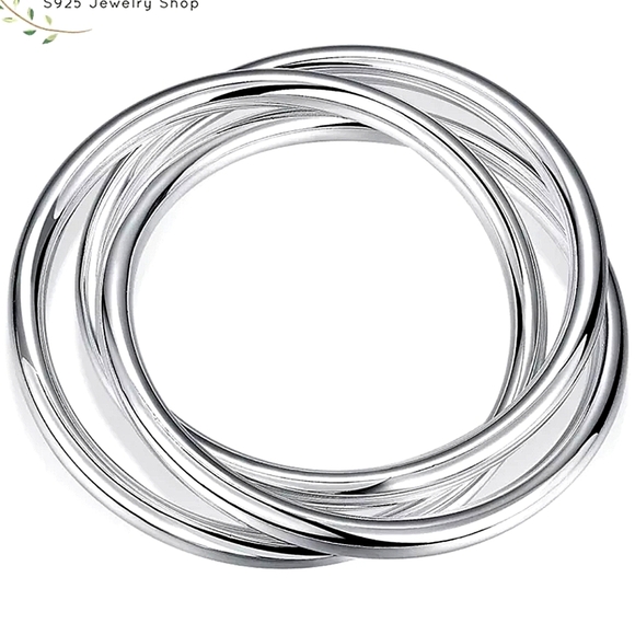 Bangle Bracelets Sterling Silver Three Piece Set - Picture 5 of 9